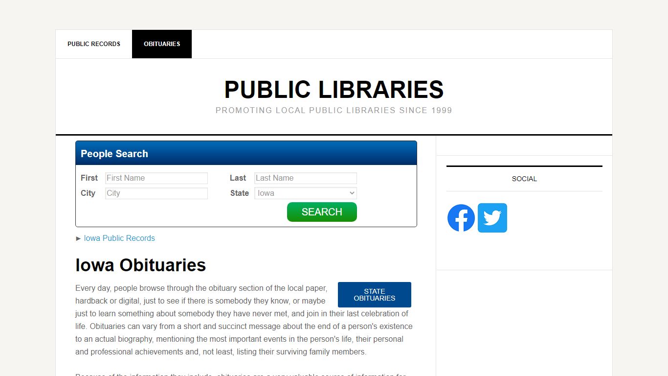 Iowa Obituaries - Public Libraries
